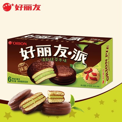 【1件代发】好丽友清新抹茶派6枚装糕点饼干休闲零食超市学校批发|ms