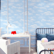 厂家批发儿童房壁纸男女孩卧室环保无纺布云朵墙纸蓝天白云背景墙