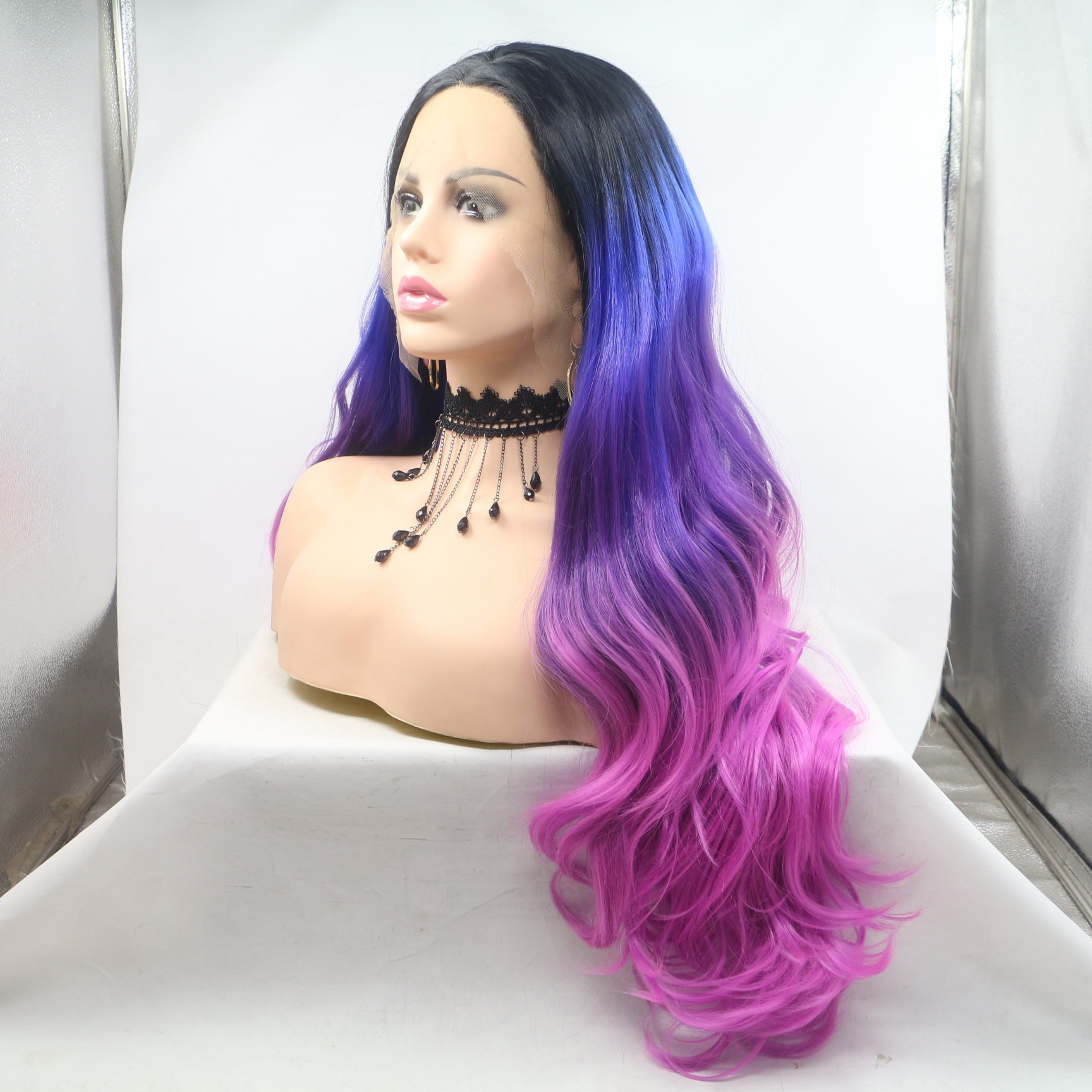 NEWLOOK PW1067 nueva moda peluca de pelo largo peluca de encaje peluca de entrenamiento