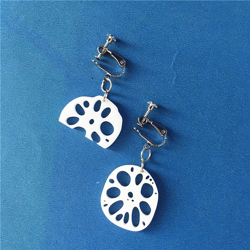 Funny Simulation Lotus Root Piece Shape Cute Acrylic Earrings display picture 5