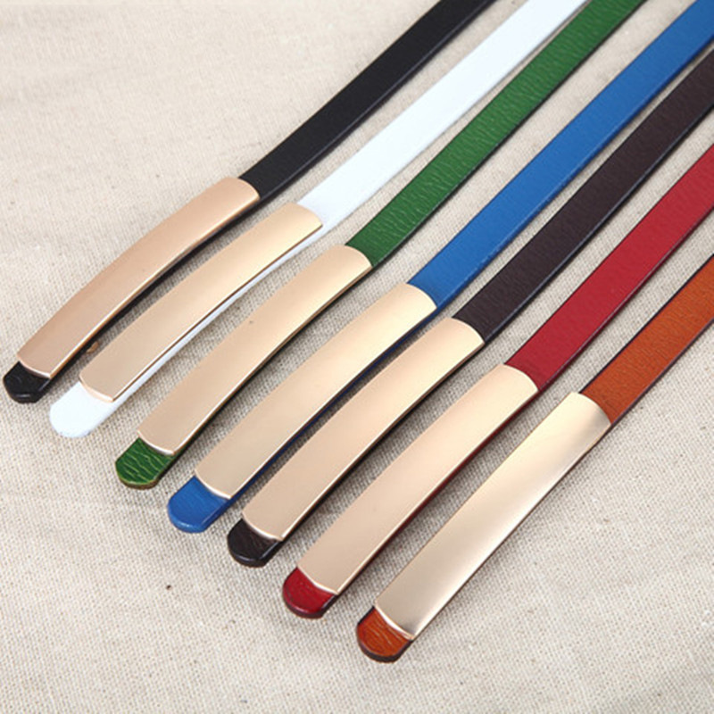 Korean Style Fine Dress Decorative Belt for Women Genuine Leather Alloy Smooth Buckle Two-Layer Cowhide Thin Belt Dropshipping