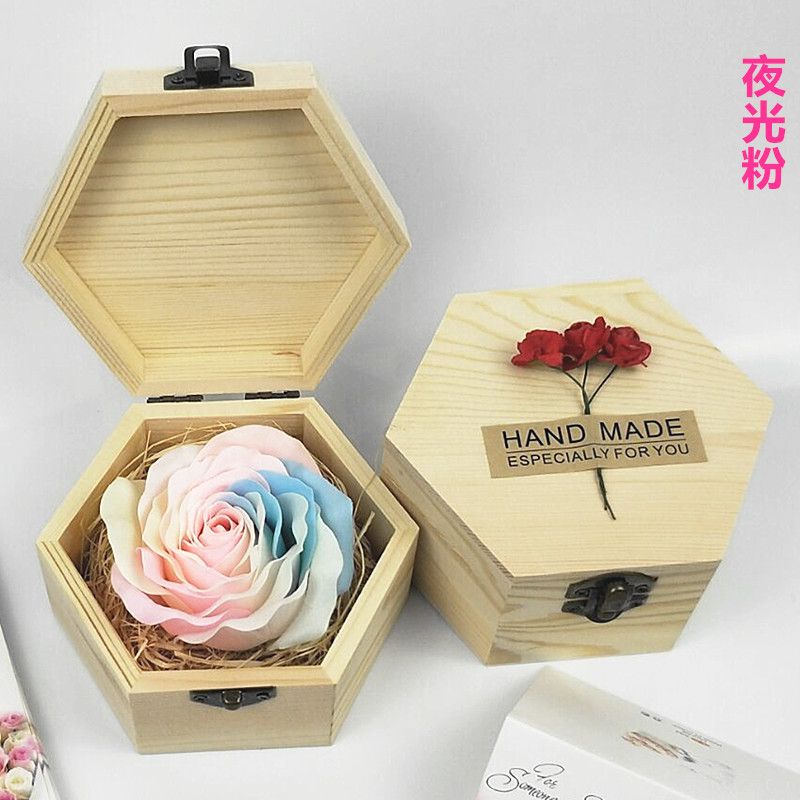 六角木盒 夜光粉