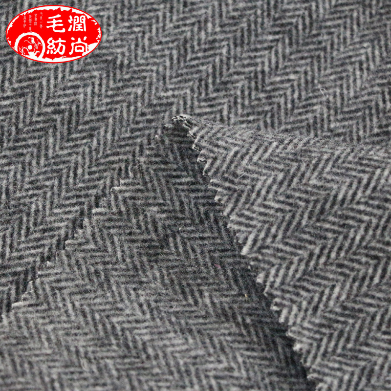 2018新款双面呢80双面同色人字毛呢面料中小人字双面羊绒面料
