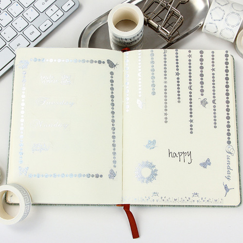 Heat transfer and paper tape journal album decoration tape, creative DIY heat transfer silver option