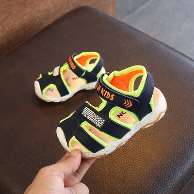 2018夏季新款儿童凉鞋男童防滑软底学步鞋女童包头防踢宝宝鞋子