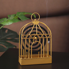 Manufacturer wholesale European birdcage mosquito coil rack with handle mosquito coil box tray home living room bedroom decoration metal ornaments
