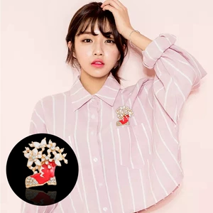 Women's Alloy Christmas Pins with Snowflakes, Bells and Sticks Design