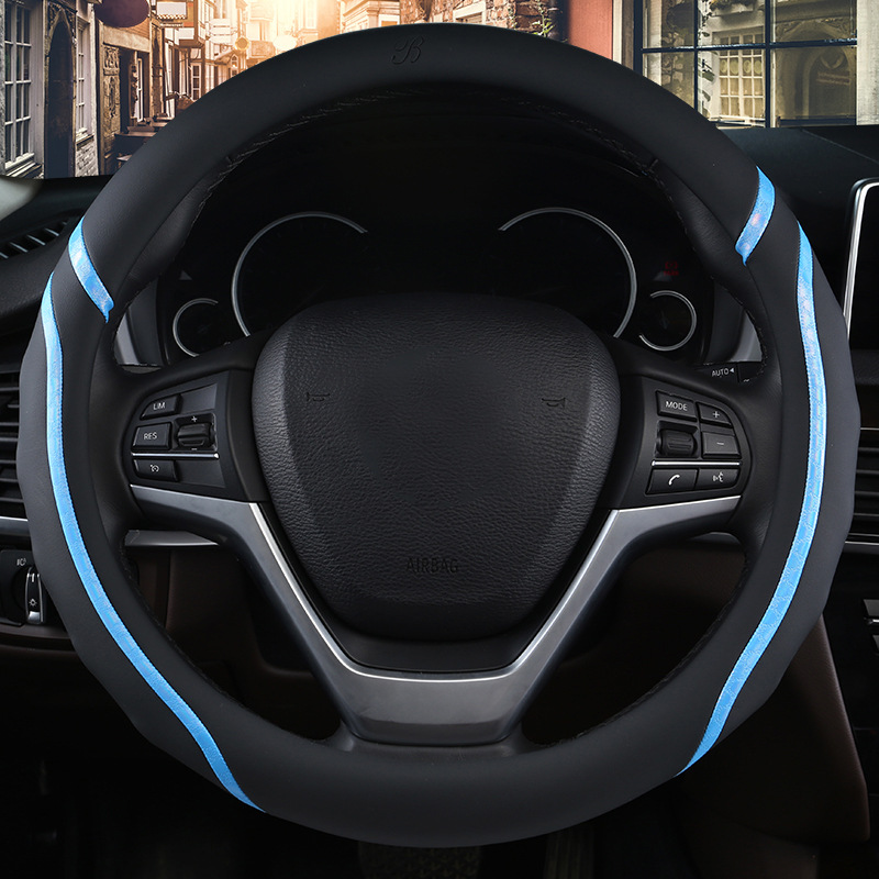 新款肤感皮压花汽车方向盘套四季通用皮革途观朗动朗逸速腾宝来捷|ru