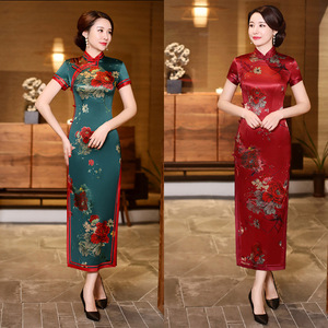 Chinese Dress cheongsam for womenA dress, female long double layer Gary cheongsam dress