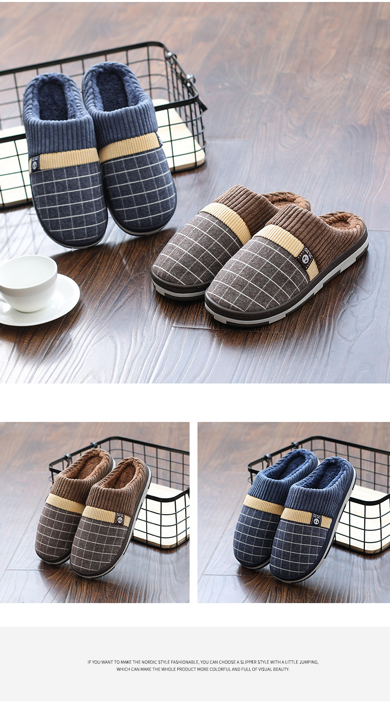 Unisex Casual Plaid Round Toe Cotton Slippers display picture 4