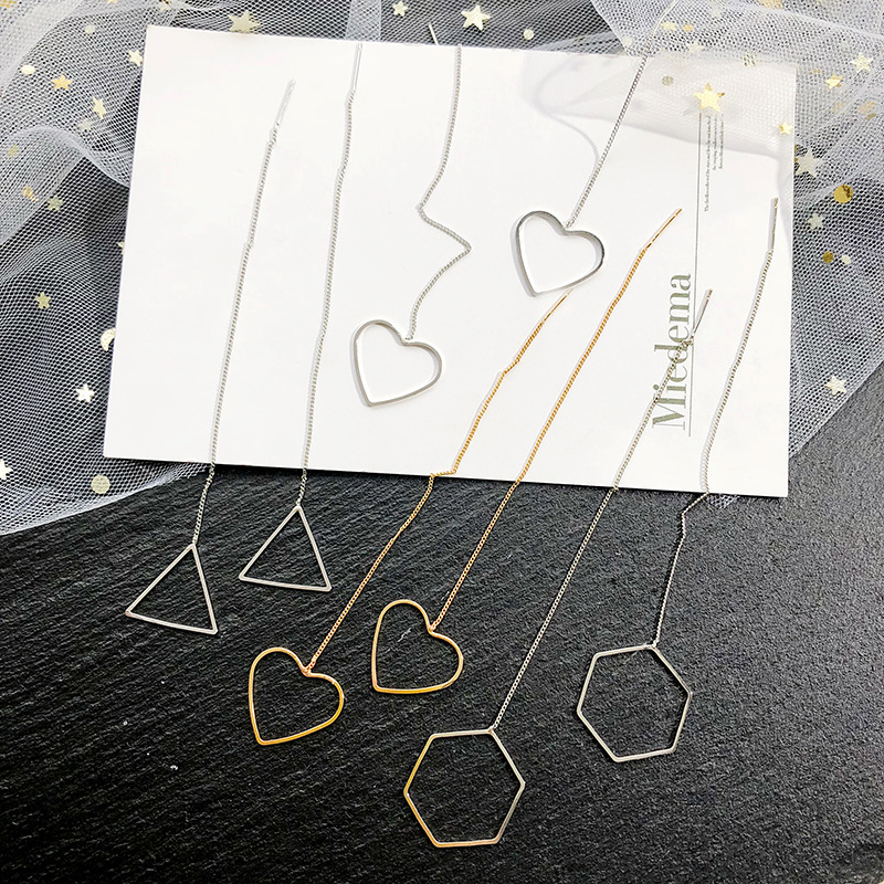 5g Weight No Inlaid Inlay Material Earrings Classification Housewarming, Anniversary, Business, Wedding, Travel, Birthday, Festival Occasion Copper Material Geometric Pattern Women'S Gender Plating Design Gold, Silver Color Geometric Plating Copper No Inlaid Drop Earrings 5