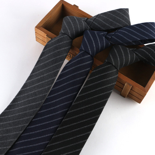 商务条纹领带男版时尚潮流6cm棉布休闲窄版厂家直供