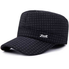 新款冬季帽子 格子平顶帽 雷锋帽时尚休闲老人鸭舌帽加厚保暖帽