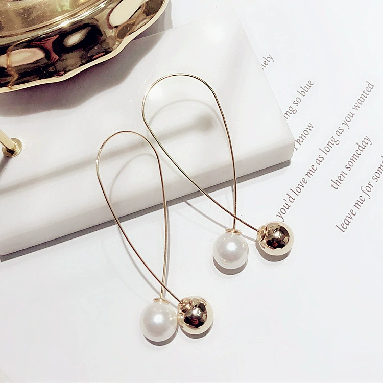 Жемчужные серьги, длинные аксессуары, европейский стиль, простой и элегантный дизайн