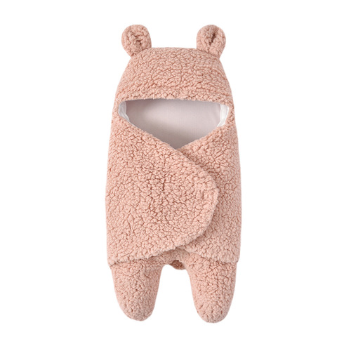 Soft Winter Baby Wrap, Cartoon Lamb Plush Blanket for Infants, Baby Blanket