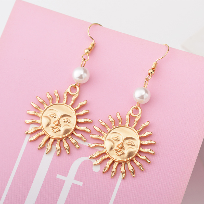 Exclusif Pour Croix-frontière Personnalité Perle Soleil Fleur Oreille Goujons Boucles D'oreilles De Bande Dessinée Ohisama Smiley Visage Oreille Puces D'oreilles Boucles D'oreilles display picture 6