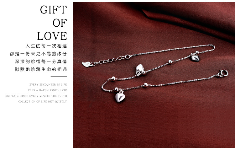 Girlfriends Gift S925 Silver Anklet Summer Sweet Fresh Love Silver Anklet Jewelry display picture 4