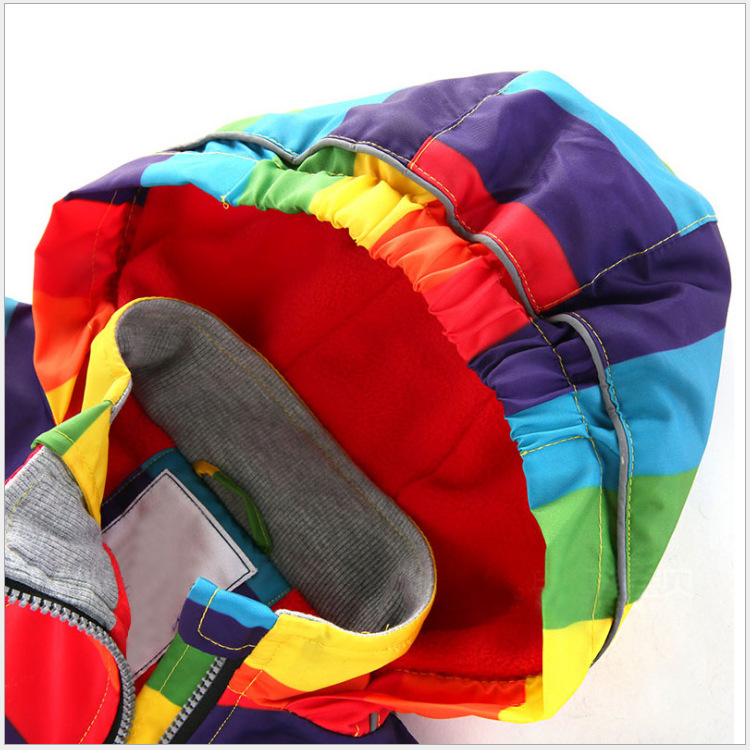 2018新款风衣宝宝连帽彩虹外套中小童儿童加绒冲锋衣童装男童冬装