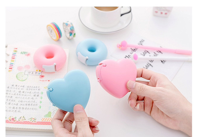 Korean Creative Cartoon Stationery Portable Donut Tape Base Magic Tape Cutter With Small Tape display picture 3
