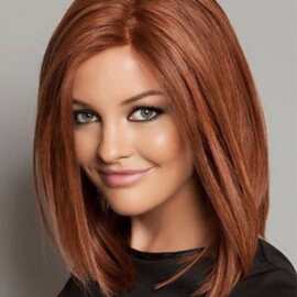 欧美假发女士短发bobo头侧分 橘黄色短发微卷齐肩发 wigs hair