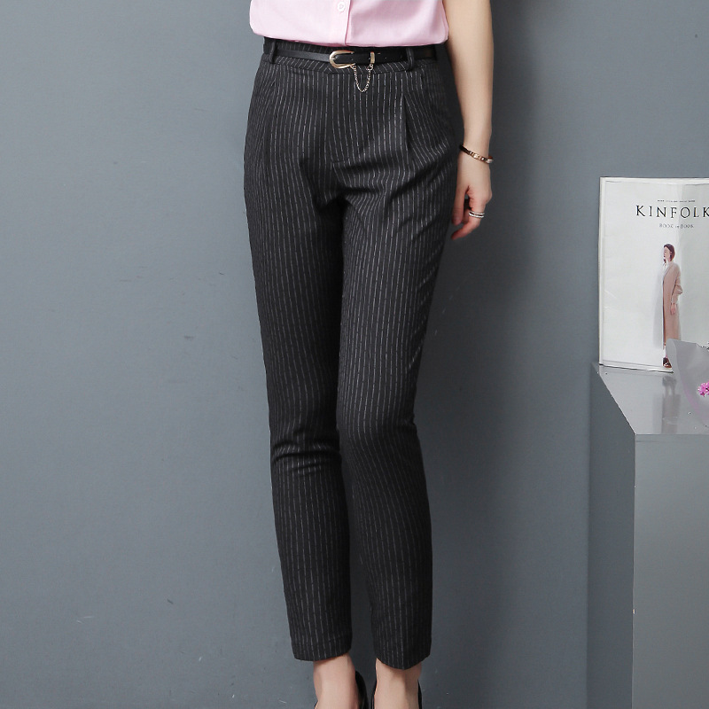 图荣夏季时尚韩版女式休闲裤女通勤西裤九分裤修身OL小脚裤女显瘦