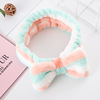 Hair accessory with bow, flannel headband for face washing, Korean style, Birthday gift