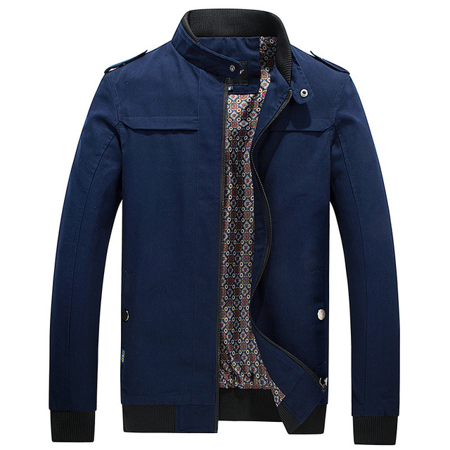 Men’s stand collar cotton wash coat in spring and Autumn