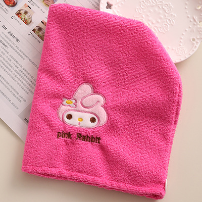 可爱兔子干发帽超细纤维布料浴帽粉色卡通超强吸水|ms