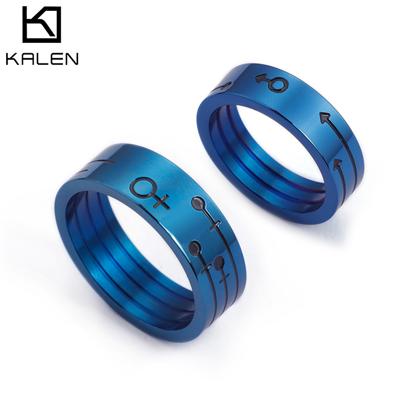 Classic Blue Titanium Steel Ring Couple Models  Stainless Steel Ring Jewelry One Drop Shipping