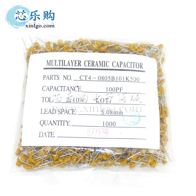 独石电容 101K 100PF 50V 间距5.08MM 瓷片电容 电容器