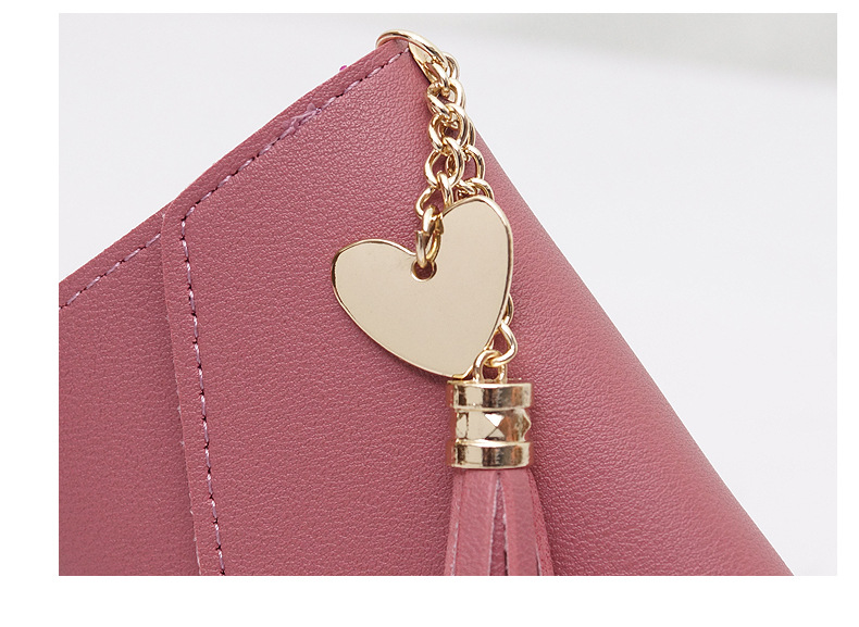 Fashion Heart Shape Solid Color Tassel Square Flip Cover Small Wallet display picture 3