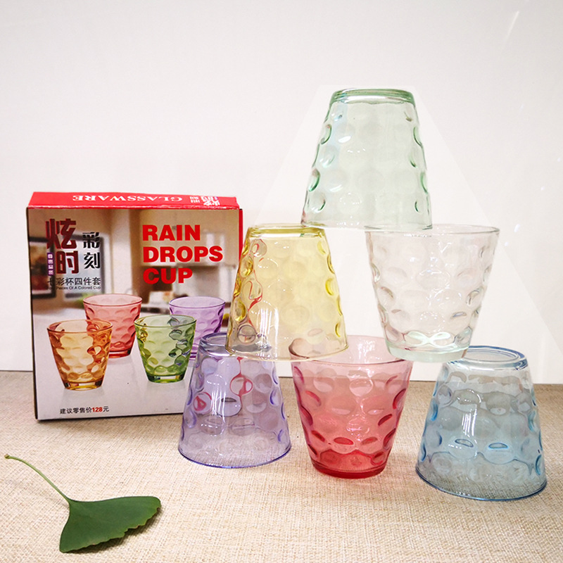 厂家直销雨点杯四件套 玻璃杯六件套礼盒装 批量采购支持定制logo|ms