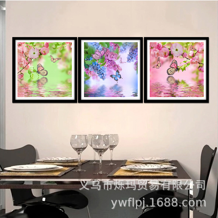 亚马逊Ebay速卖通diy圆钻钻石画蝶恋花方钻满钻十字绣水上蝴蝶