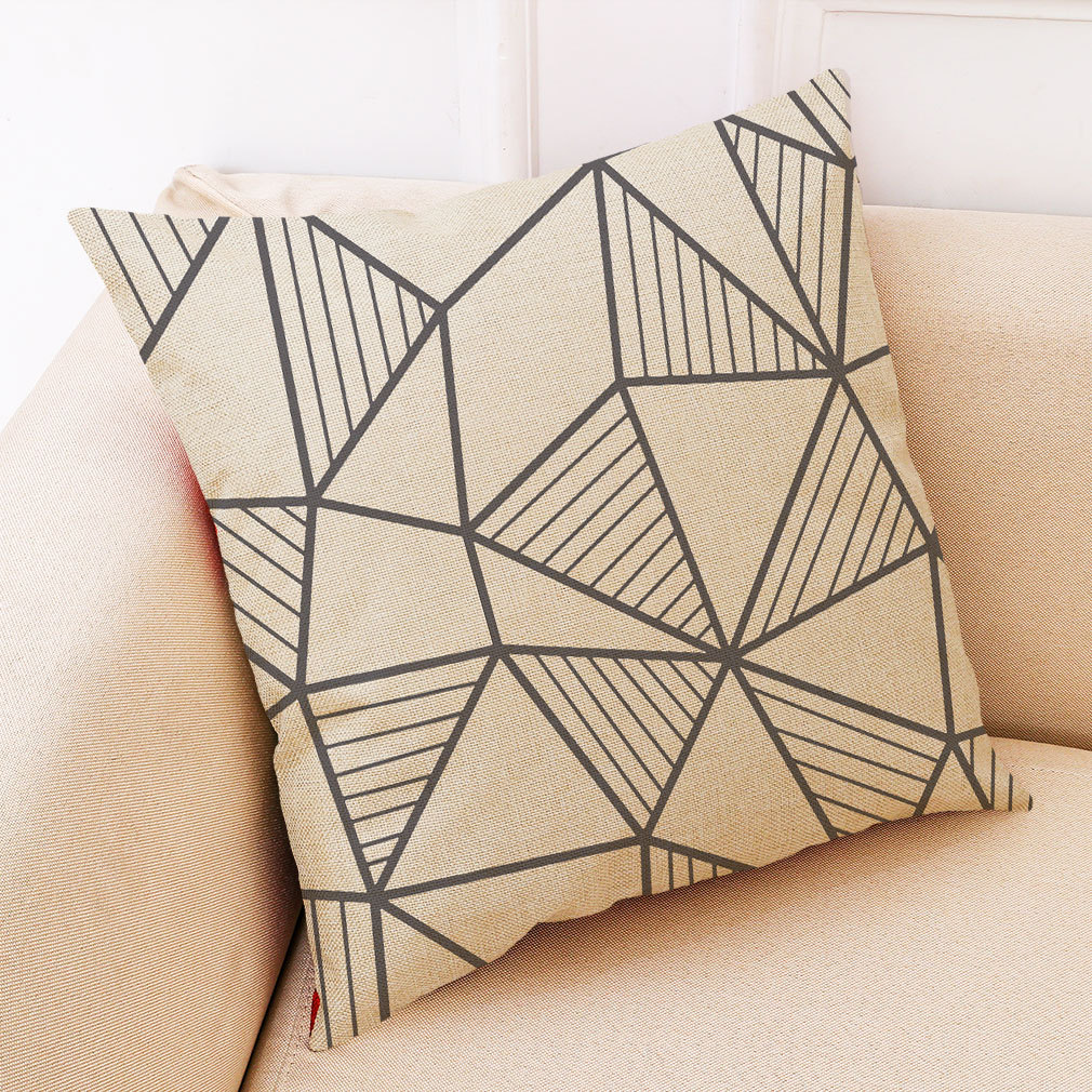 wish 亚马逊 ebay新款时尚几何图案棉麻抱枕套 汽车抱枕定制