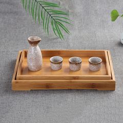 Creative LOGO Bamboo Plate Wholesale Baking Bread Dual-Ear Handheld Rectangular Tray Practical Small Tea Plate