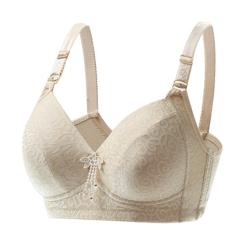 New bra without rims, middle-aged and elderly large size bra, large cup, non-magnetic, rimless underwear, thin, women