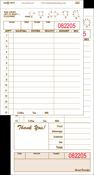 Guest Check duplication 4997 printing All kinds of receipt Bill