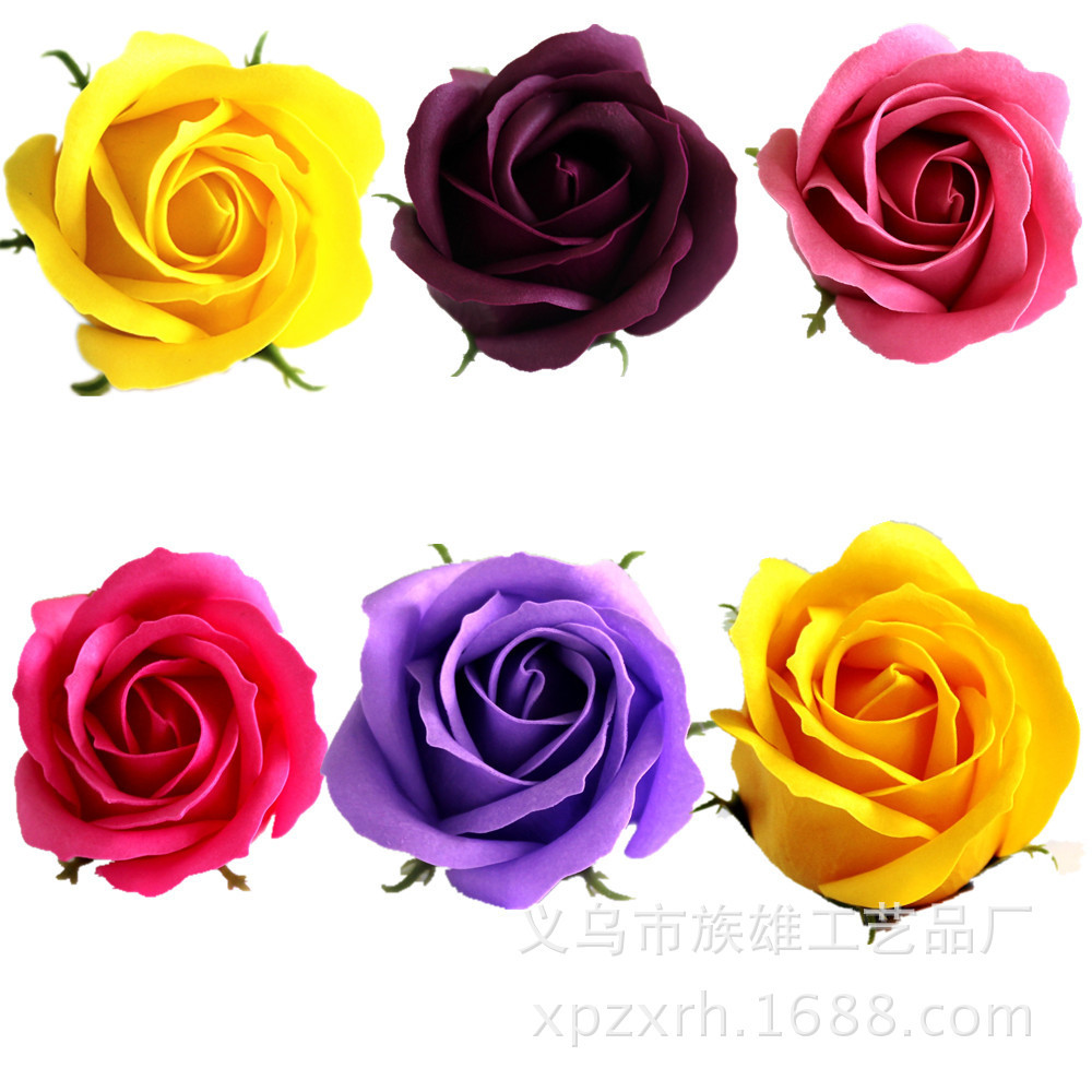 义乌厂家直销玫瑰香皂花三层加厚大花头花店礼盒花束包装材料批发