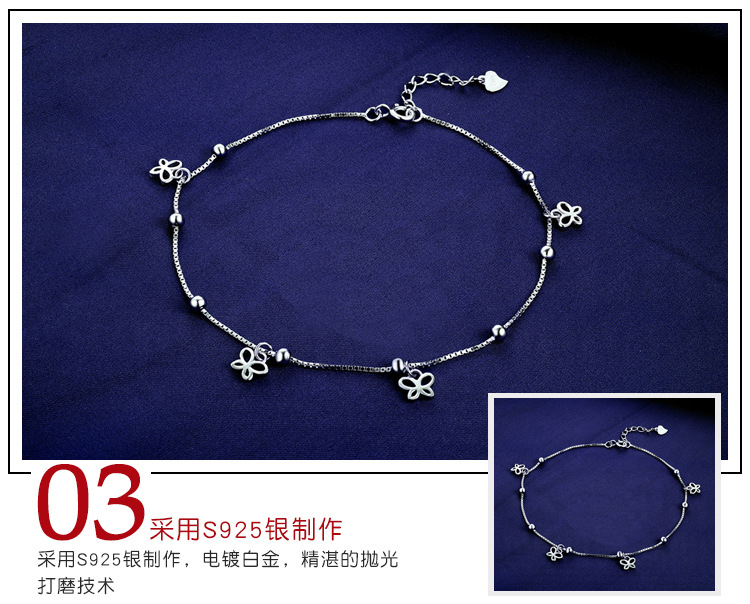 Fashion Simple S925 Silver Anklet Butterfly Popular Foot Jewelry display picture 4