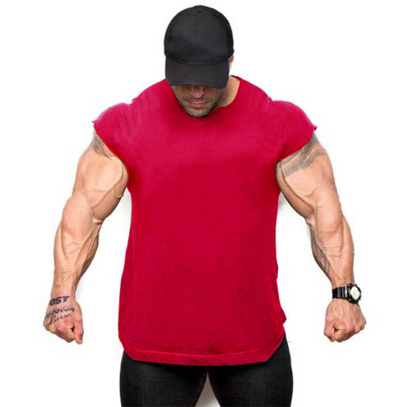 Muscle fitness color sólido vacío algodón Chaleco de los hombres deportes entrenamiento Delgado chaleco sin mangas
