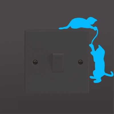 LM-05夜光精雕可爱小猫客厅卧室开关贴荧光贴纸厂家批发定制