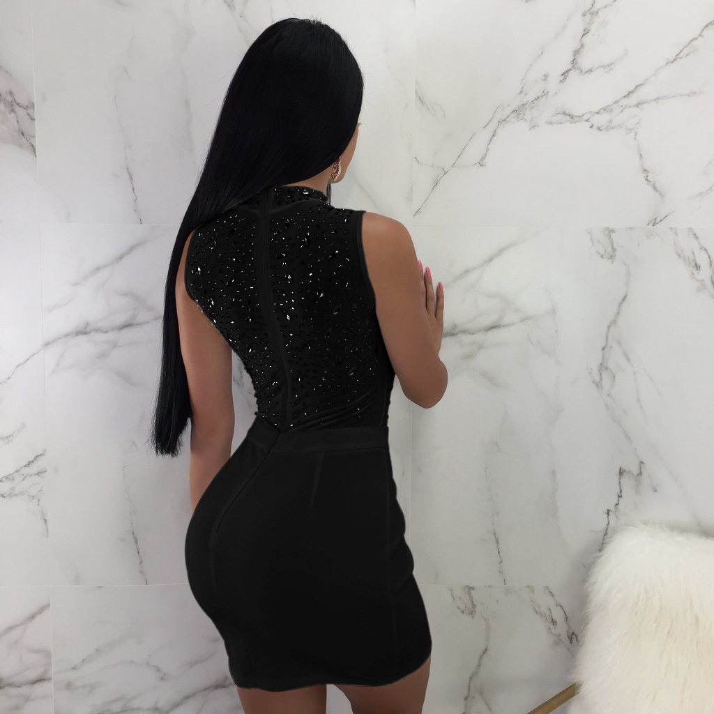 Boutique Sexy Women Wear Rhinestone Mesh Dress