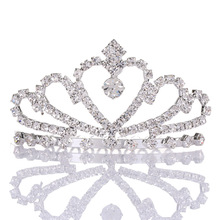 外貿兒童皇冠飾品 水鑽發飾王冠發梳節日表演出插梳頭飾一件代發