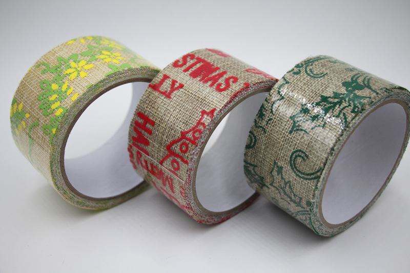 韩国文具印花装饰手帐麻布胶带彩虹纯色棉麻胶带卷高粘度烫金收纳