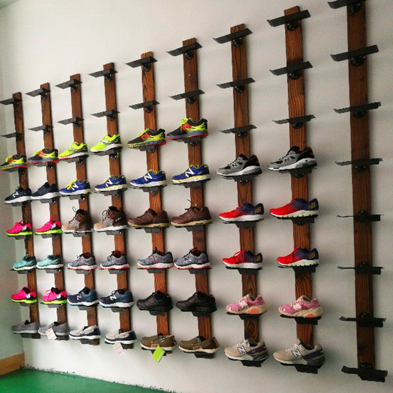 节省空间安装简单上墙木质鞋展示架-阿里巴巴