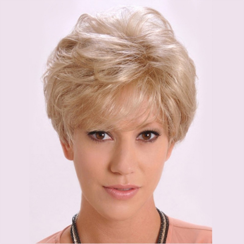 Women's Fashion Stage High-temperature Fiber Slanted Bangs Short Curly Hair Wigs display picture 1