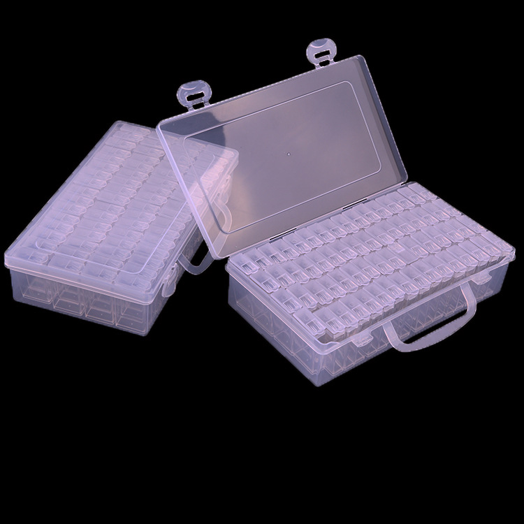 手提透明64格套装DIY手工串珠 玻璃米珠 水钻盒 美甲配件收纳盒|ms