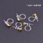 日韩热销夹式耳夹DIY透明树脂耳夹 金属带吊无耳洞无痛U形耳环
