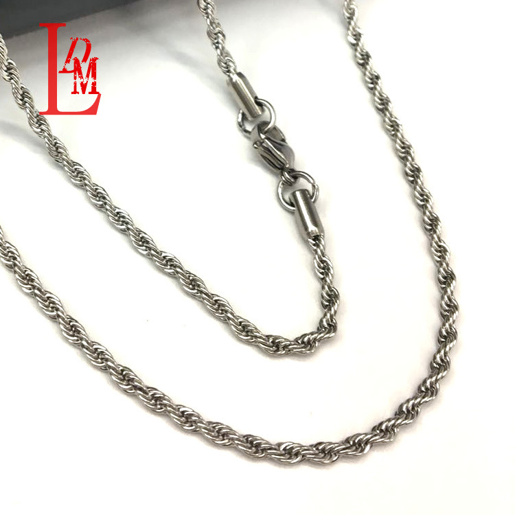 欧美潮流项饰批发定做 2.0 2.3mm麻花不锈钢项链 可随意定制长度