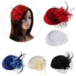 Party hats Fedoras hats for women headdress creative mother hat headdress net gauze Flower Hat wedding dress accessories banquet hat
